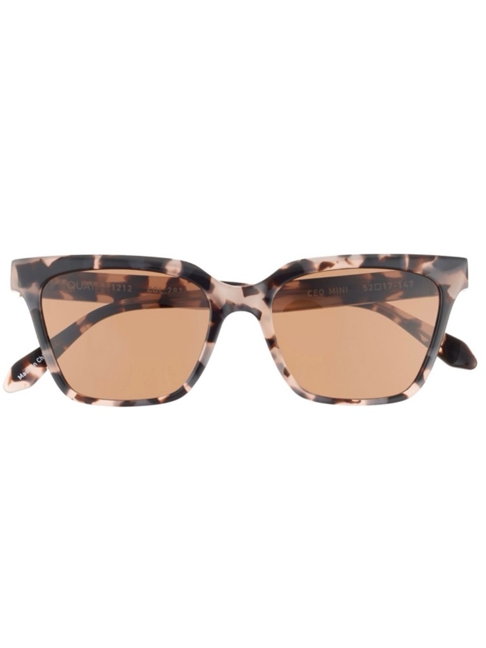 QUAY CEO Sunglasses Polarized Milky Tortoise Frame Brown Lens Square Cat Eye NWT